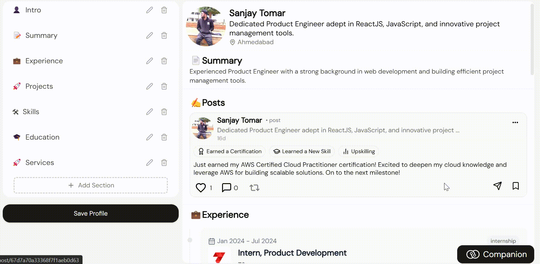 Dynamic Profile Page